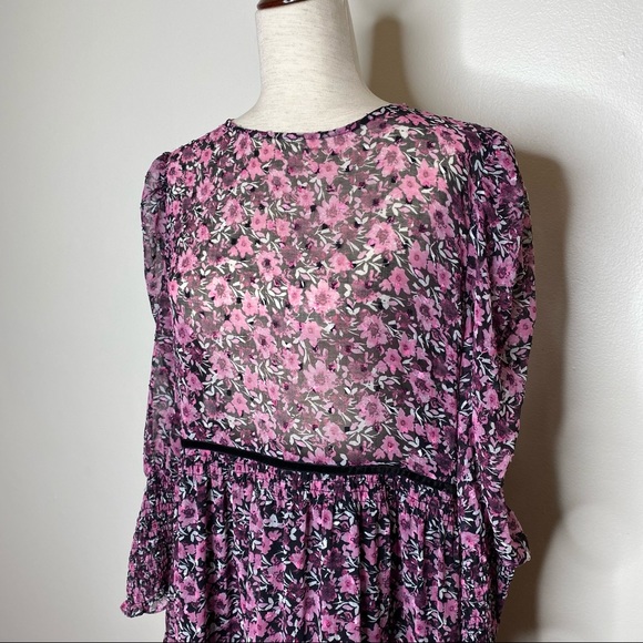 NWT Zara Floral Sheer Mutton Sleeve Midi Dress XL - Picture 9 of 9